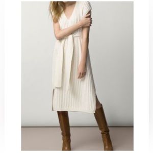 Massimo Dutti Italian Yarn Cable Knit White Dress Size Small
